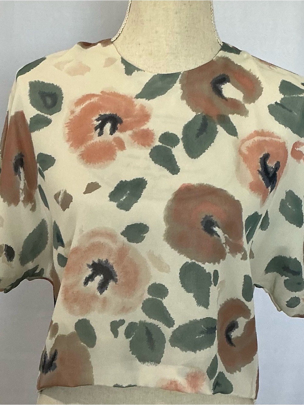 Vintage Paula Alexander 100% Silk Watercolor Floral Blouse Size 10